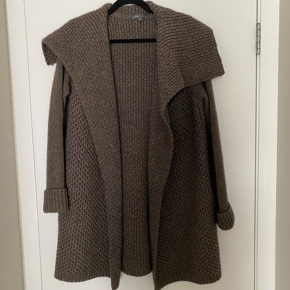 VINCE Size S Gray Honeycomb Yak Wool Sweater Cardigan Jacket MSRP $485 - Picture 4 of 12